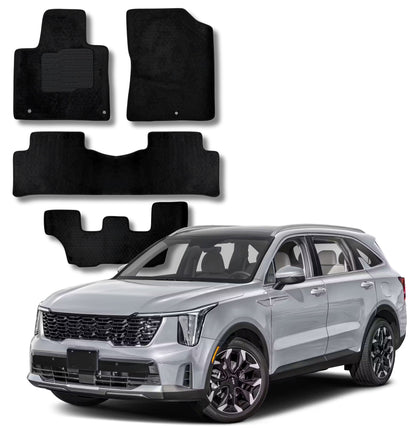 Carpet Floor Mats for 2021 to 2026 Kia Sorento Full 3-Row Set (Not for Hybrid Models), Front and Rear
