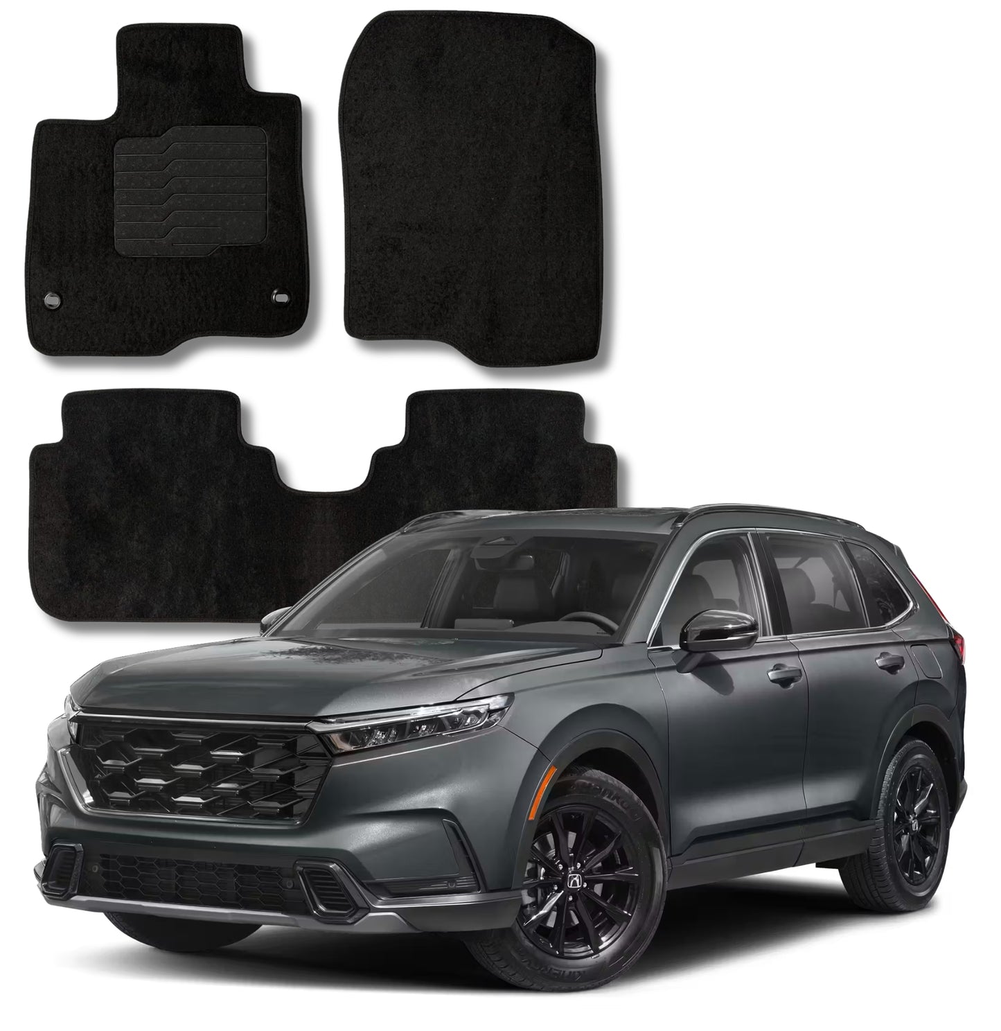 Carpet Floor Mats for 2023 to 2026 Honda CR-V, Front and Rear, Black