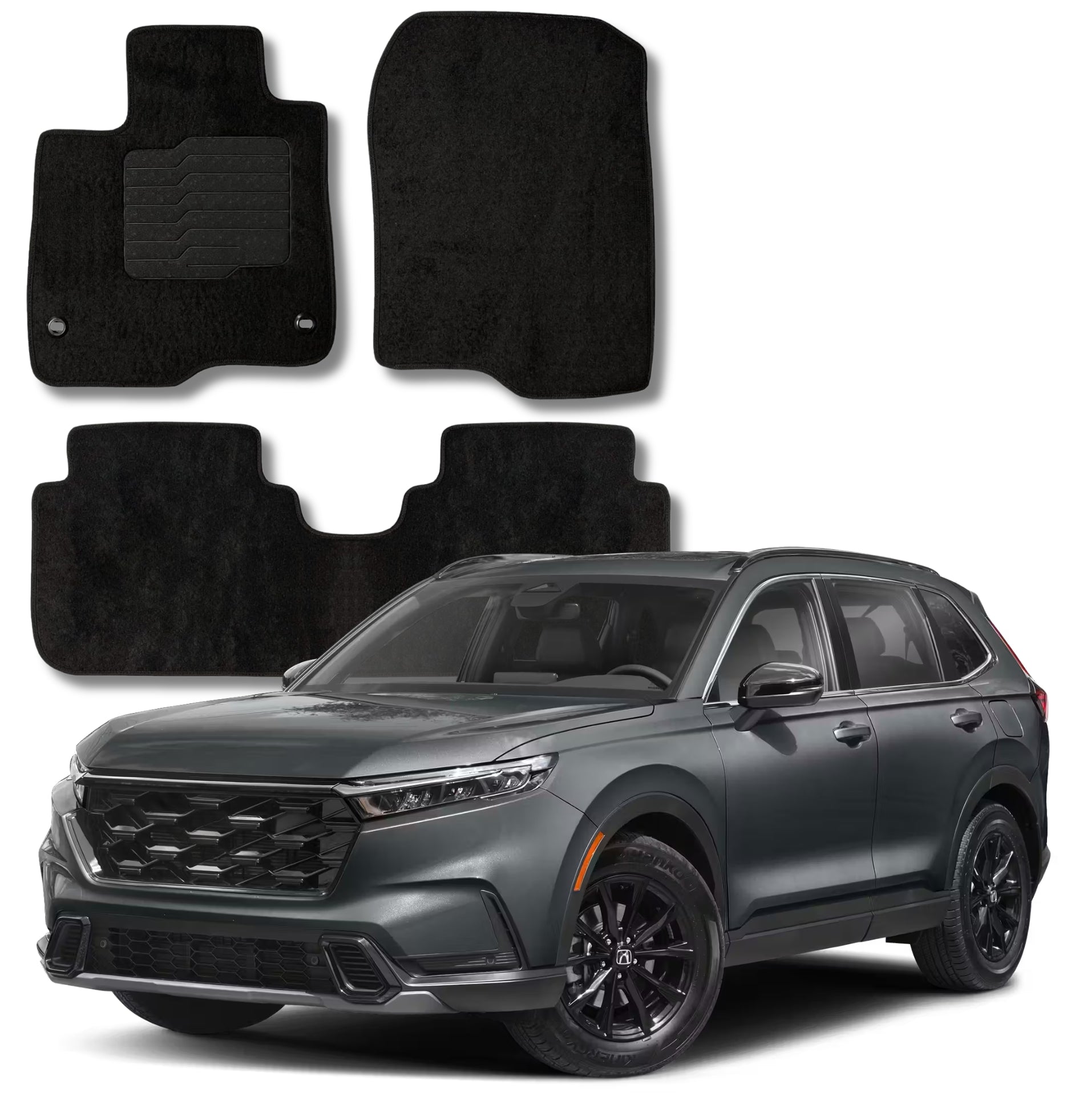 Carpet Floor Mats for 2023 to 2026 Honda CR-V, Front and Rear, Black