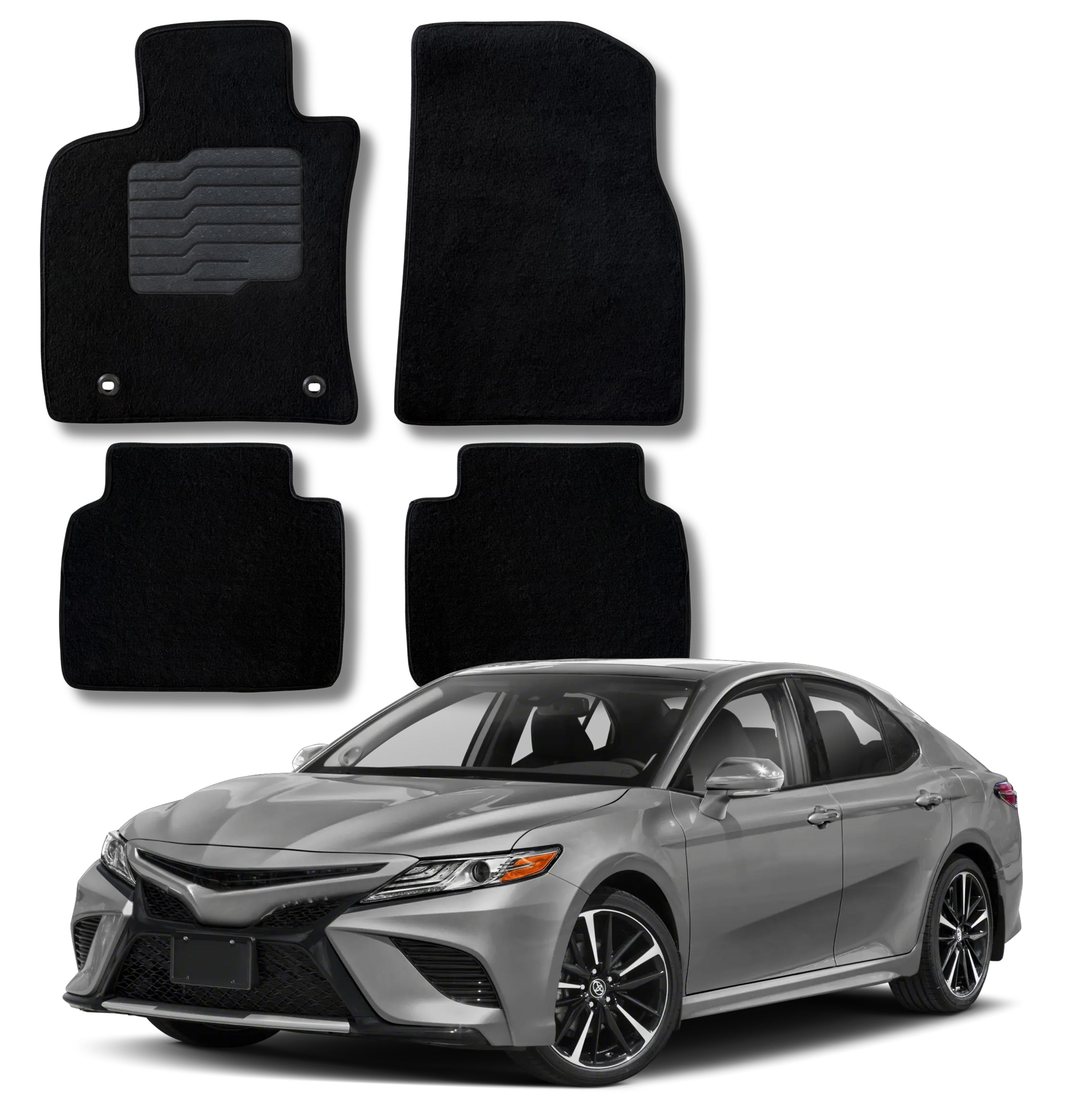 Carpet Floor Mats for 2018 to 2024 Toyota Camry, Front and Rear, Black