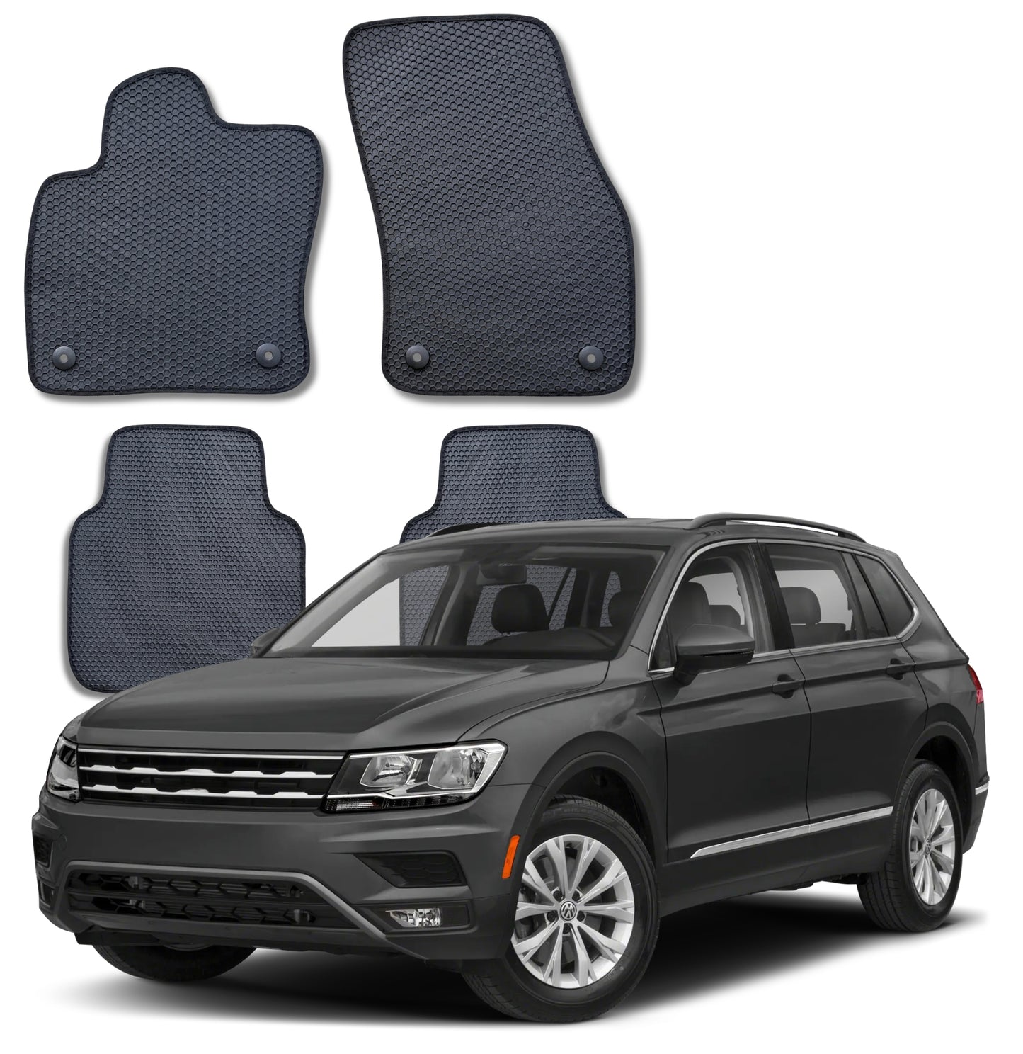 All Weather Honeycomb Floor Mats for 2018 to 2024 Volkswagen Tiguan, front and rear