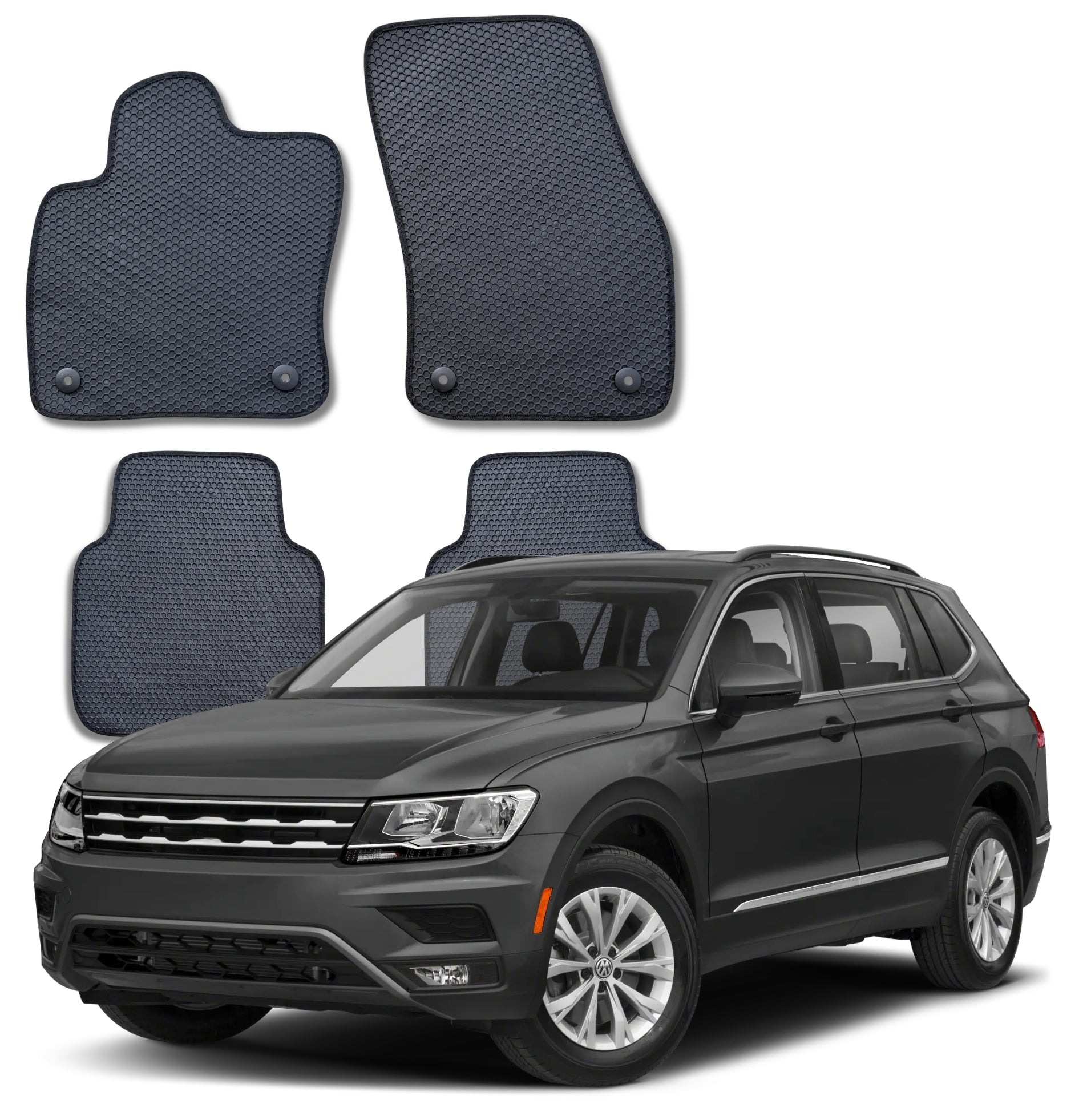 All Weather Honeycomb Floor Mats for 2018 to 2024 Volkswagen Tiguan, front and rear