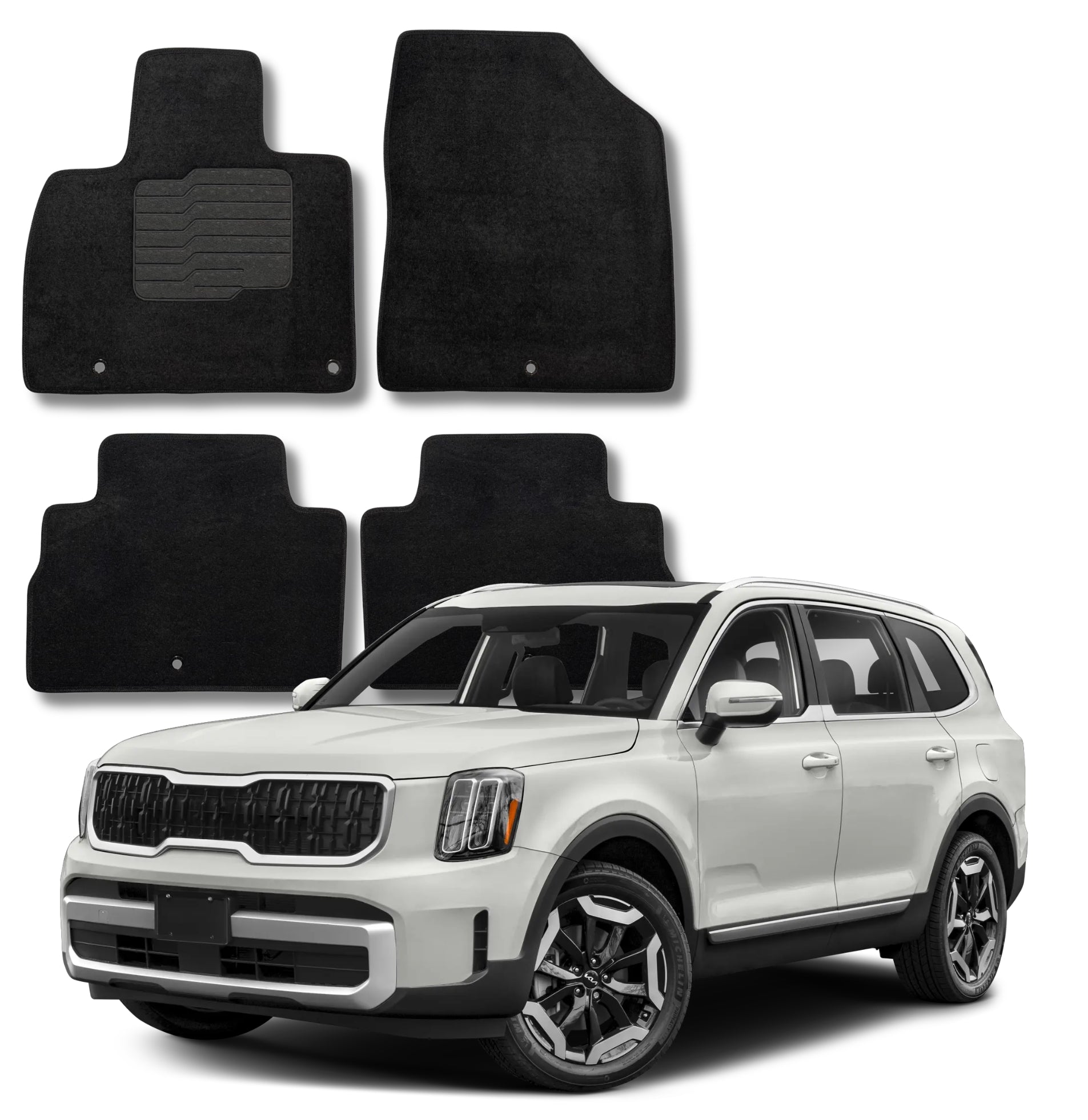 Carpet Floor Mats For 2020 to 2025 Kia Telluride, Front and Rear
