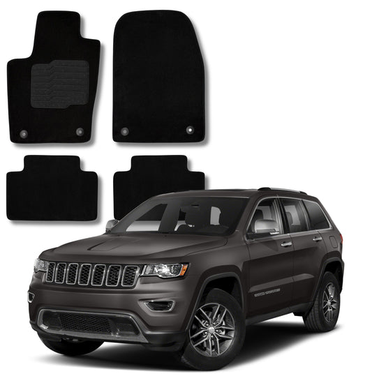 Carpet Floor Mats for 2016 to 2021 Jeep Grand Cherokee & 16 to 26 Dodge Durango, Front and Rear, Black