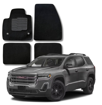 Carpet Floor Mats for 2017 to 2023 GMC Acadia, Front and Rear, Black