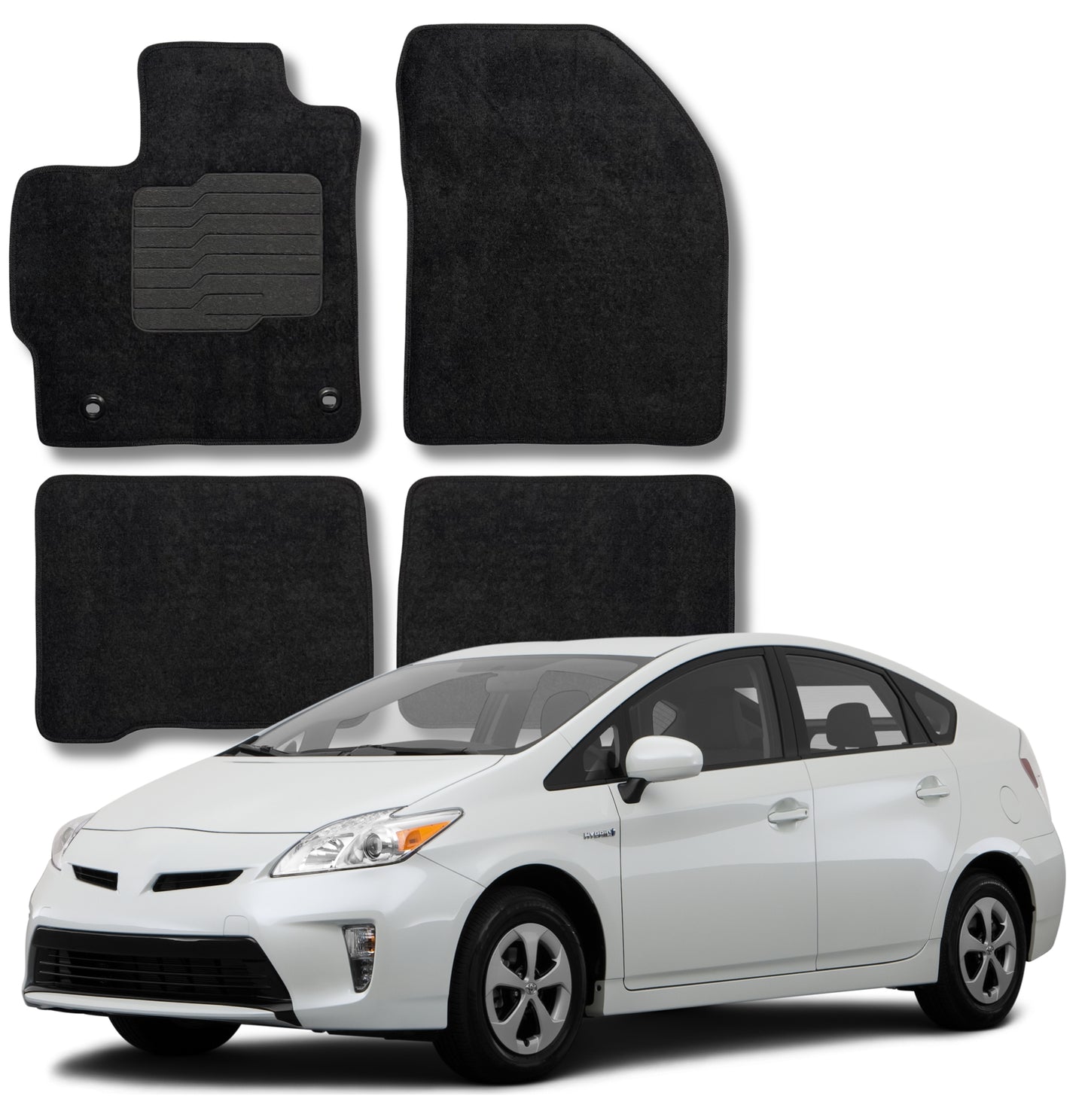 Carpet Floor Mats For 2012 to 2015 Toyota Prius, Front and Rear