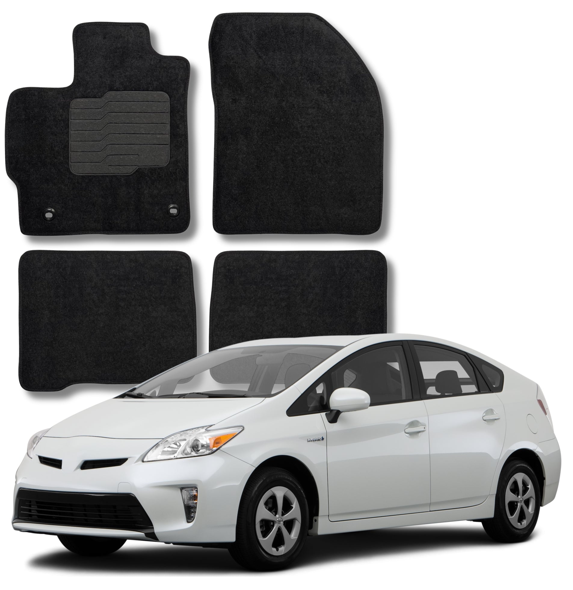Carpet Floor Mats For 2012 to 2015 Toyota Prius, Front and Rear