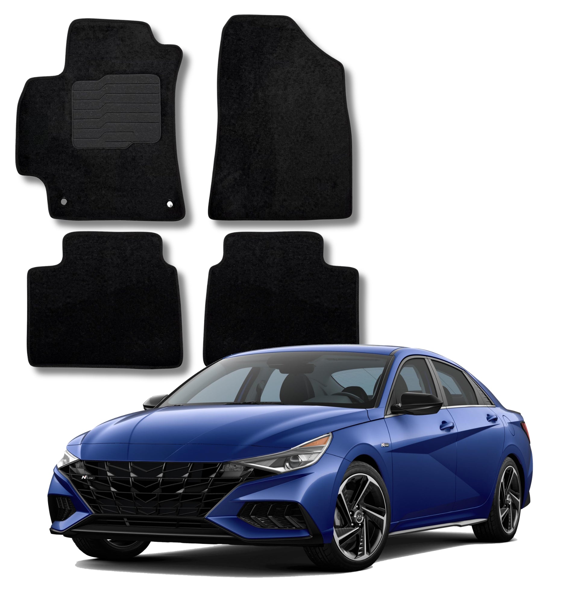 Carpet Floor Mats for 2021 to 2026 Hyundai Elantra and Elantra N, Front and Rear