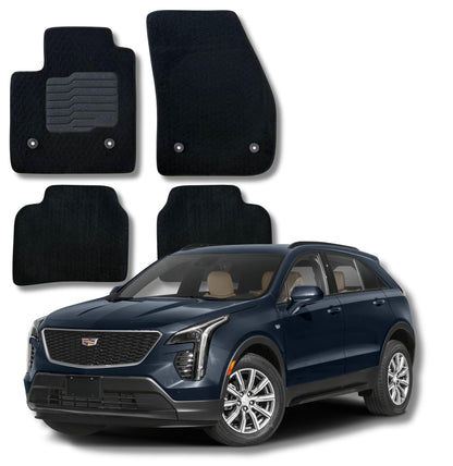 Carpet Floor Mats for 2018 to 2025 Cadillac XT4, front and Rear, Black