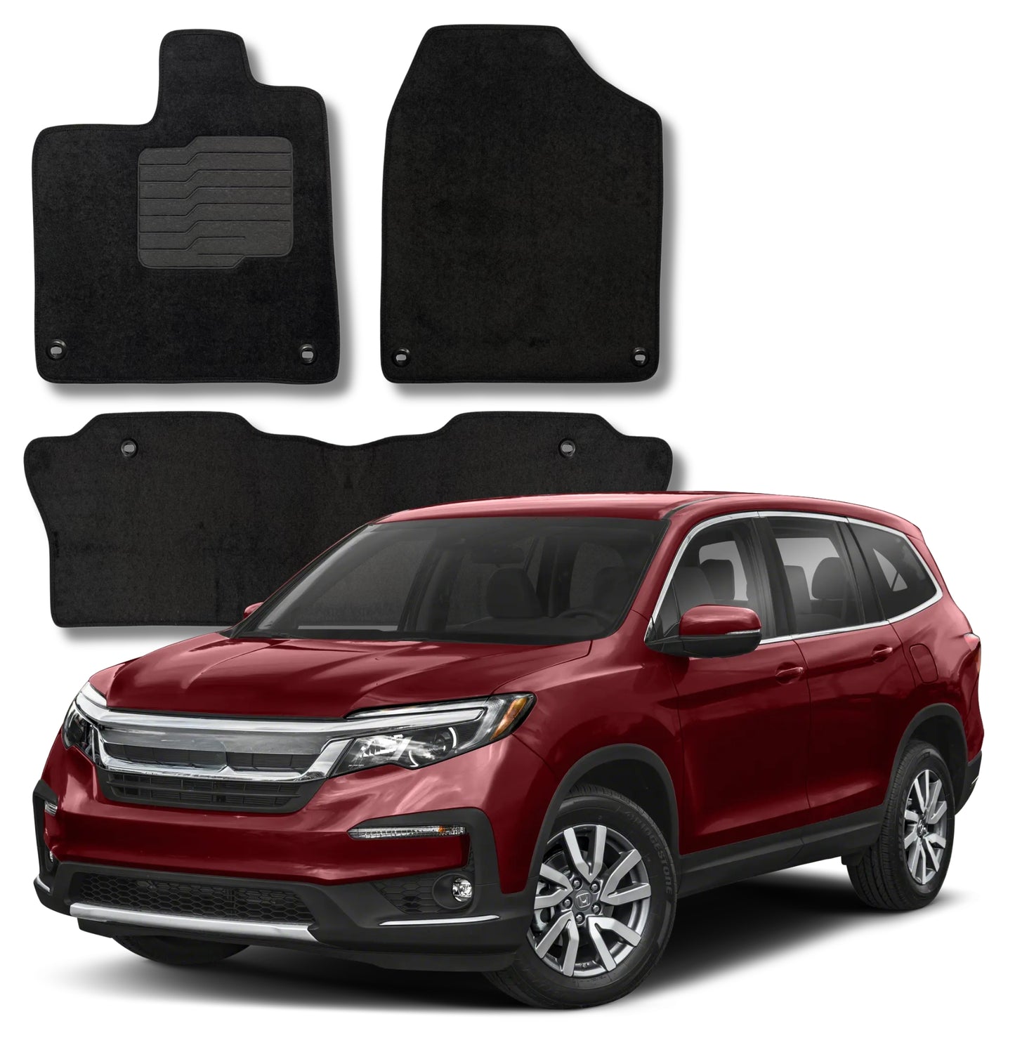 Carpet Floor Mats For 2016 to 2022 Honda Pilot, Front and Rear