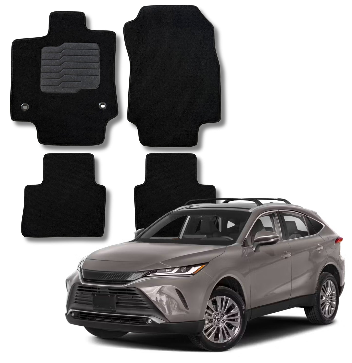 Carpet Floor Mats for 2021 to 2025 Toyota Venza, front and Rear, Black