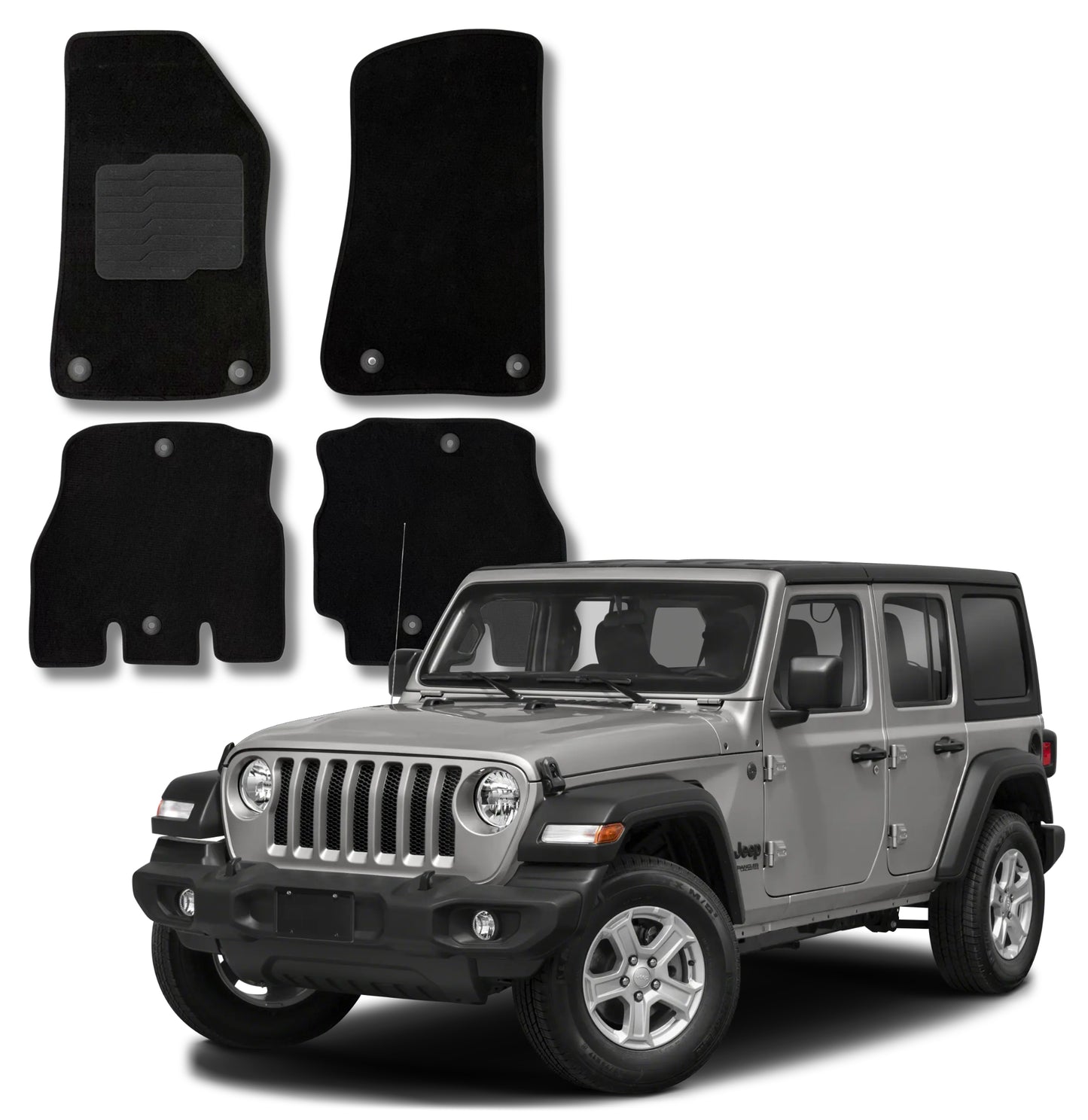 Carpet Floor Mats for 2018 to 2026 Jeep Wrangler JL 4 Doors Models (Not for JK/Not PHEV/Not 2-Door)