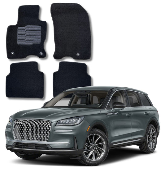 Carpet Floor Mats for 2020 to 2026 Lincoln Corsair, Front and Rear, Black