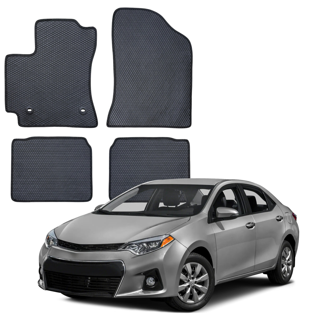 All Weather Honeycomb Floor Mats for 2014 to 2019 Toyota Corolla, Front and Rear