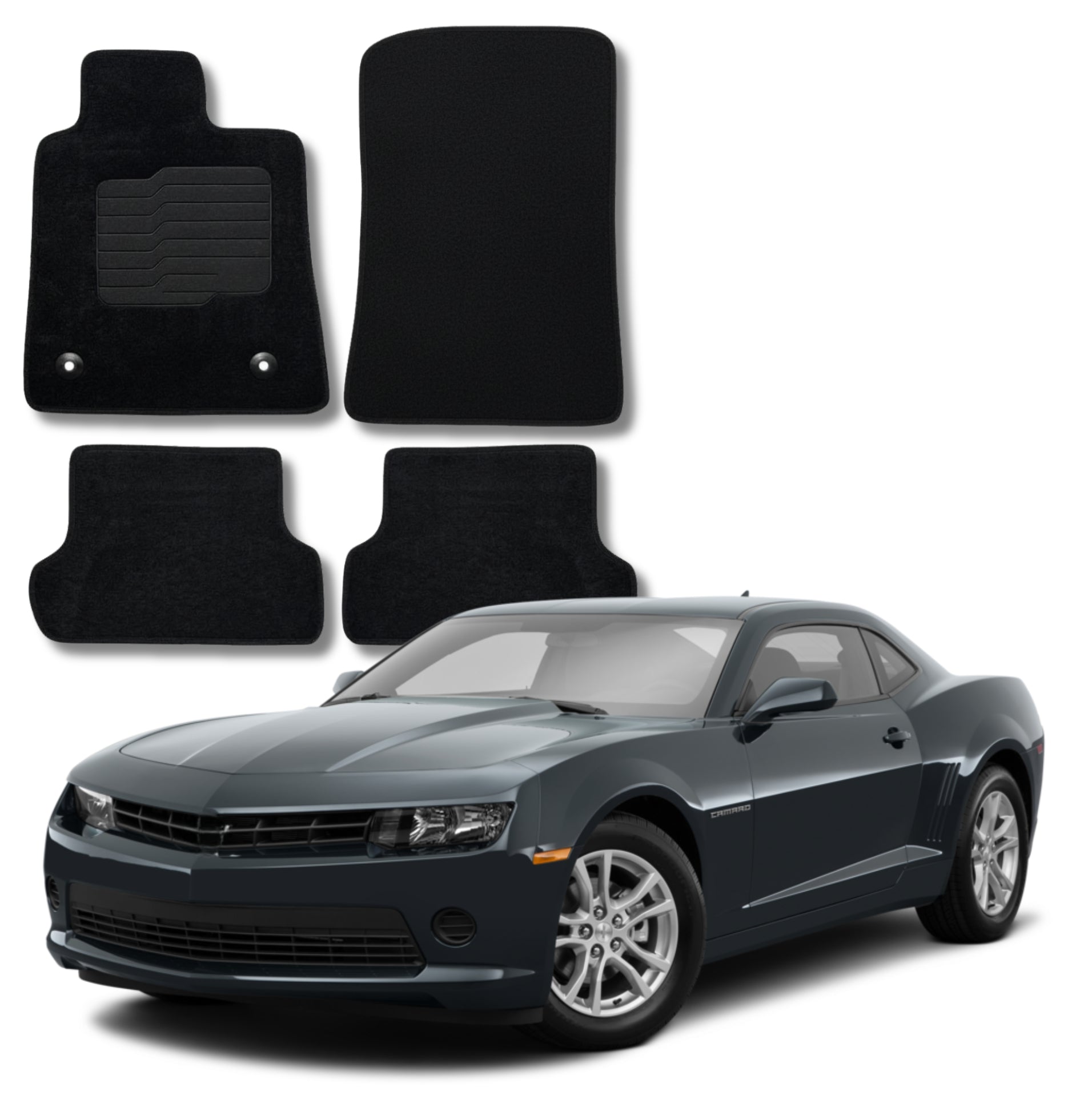 Carpet Floor Mats For 2016 to 2025 Chevrolet Camaro, Front and Rear