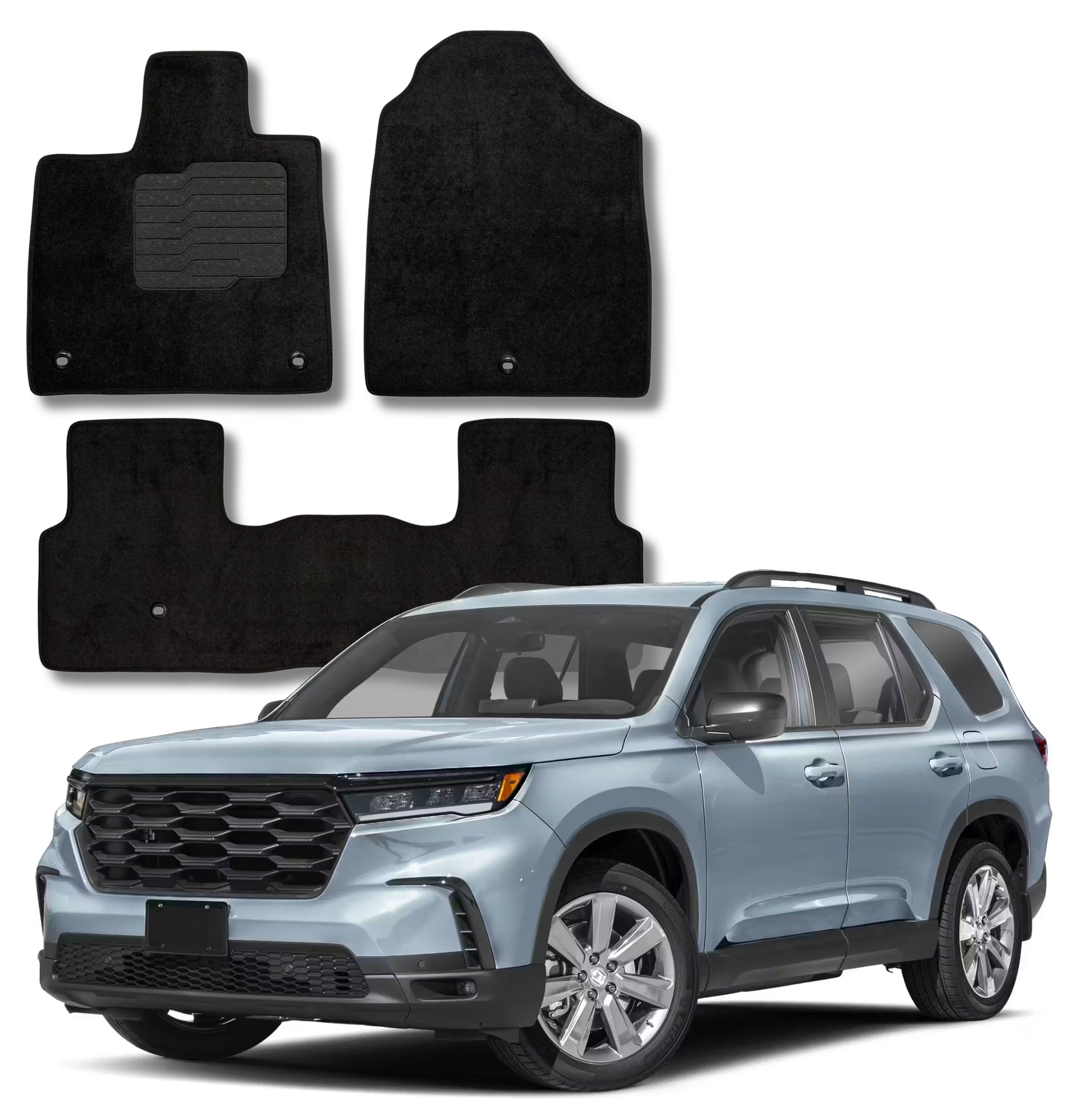 Carpet Floor Mats for 2023 to 2026 Honda Pilot, Front and Rear