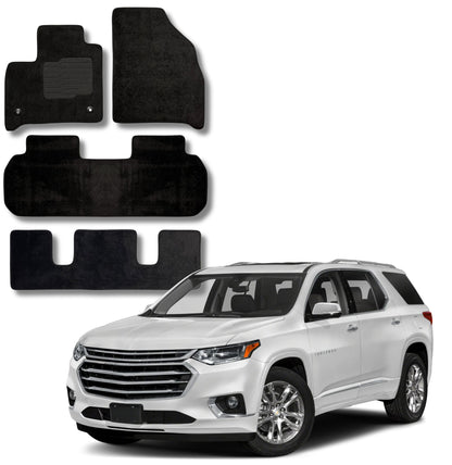 Carpet Floor Mats for 2018 to 2024 Chevrolet Traverse Front, Rear and 3rd Row