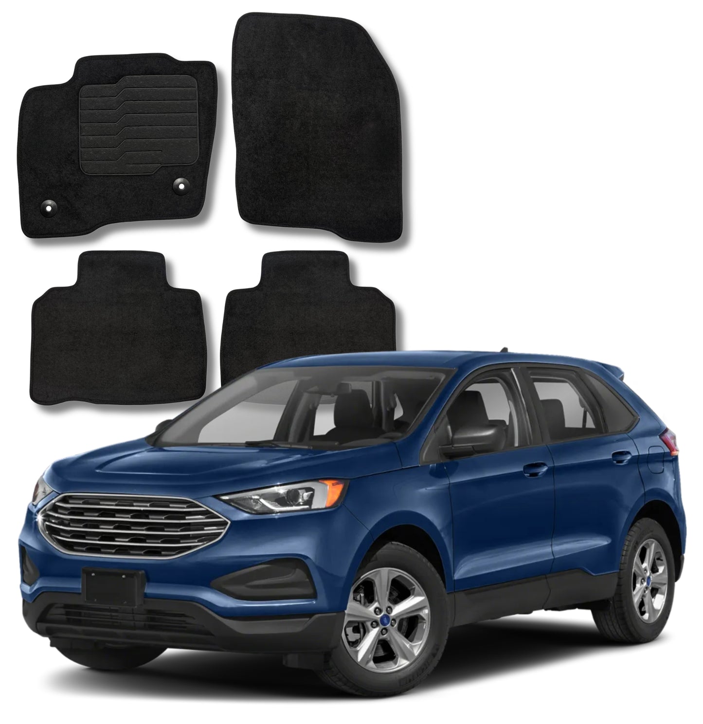 Carpet Floor Mats for 2015 to 2024 Ford Edge, Front and Rear, Black