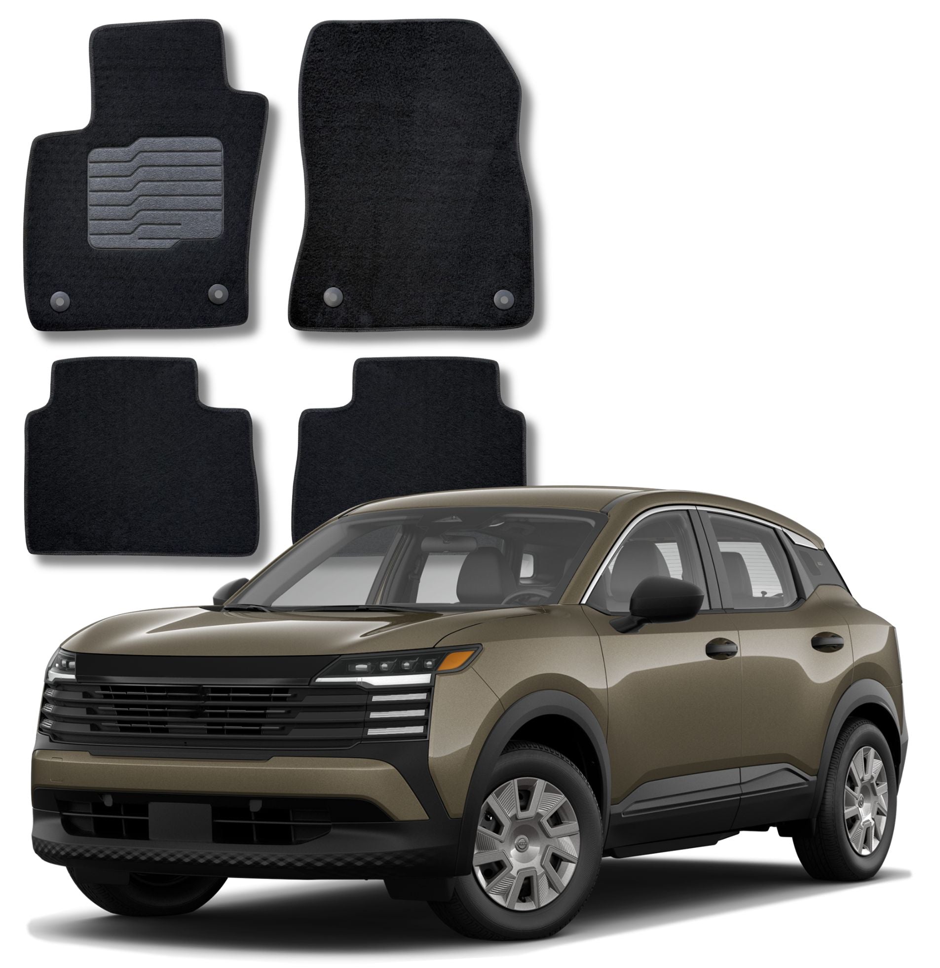 Carpet Floor Mats for 2025 to 2026 Nissan Kicks, Front and Rear, Black
