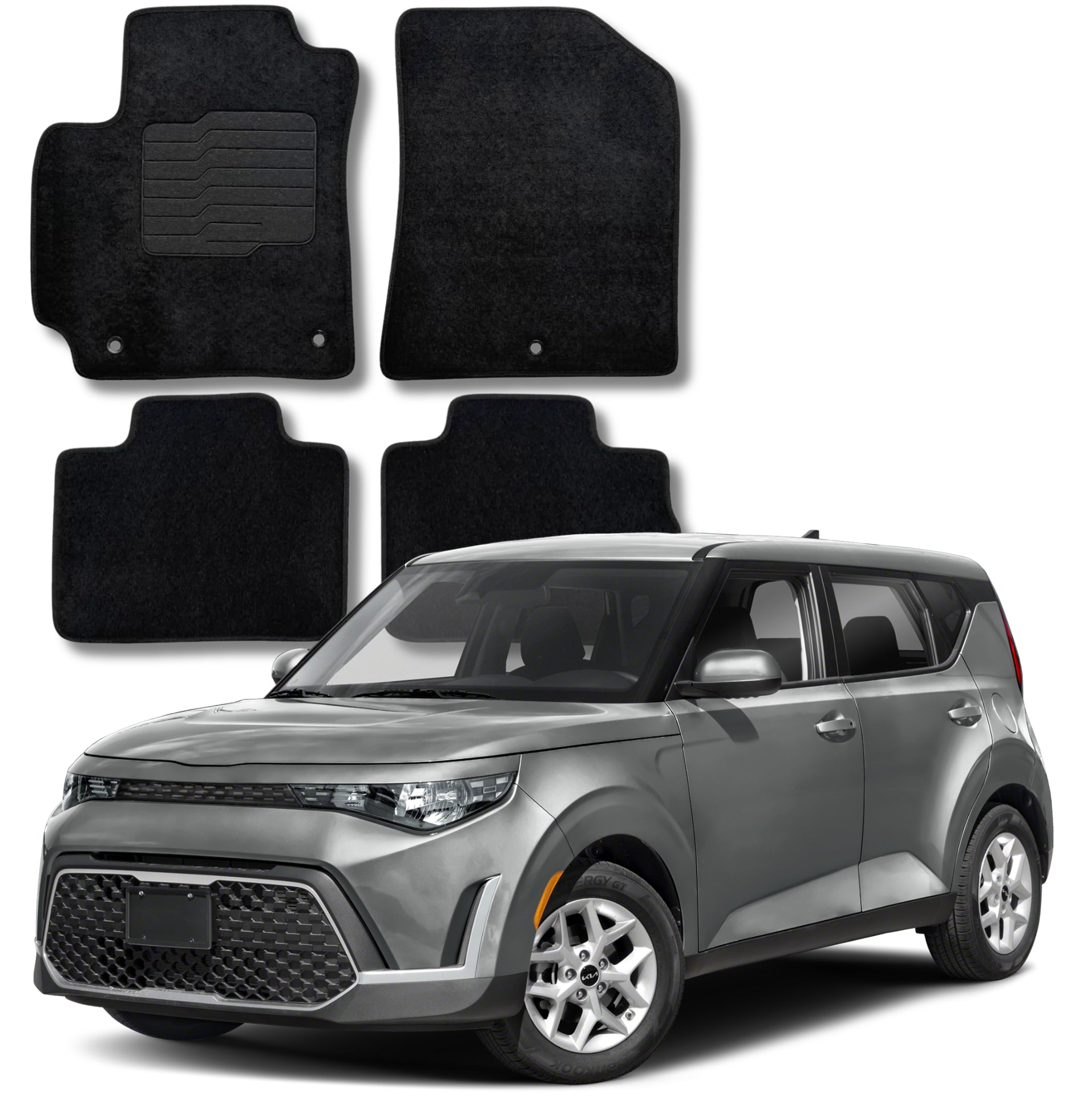 Carpet Floor Mats for 2020 to 2025 Kia Soul, Front and Rear, Black