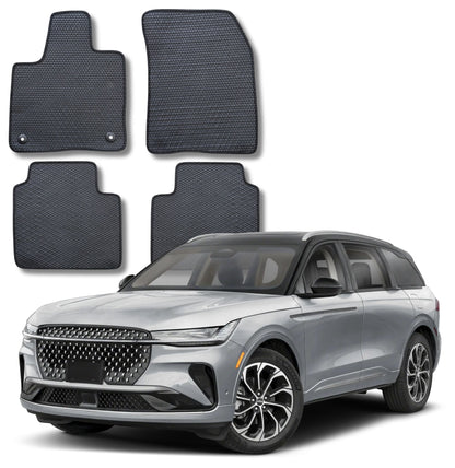 All Weather Honeycomb Floor Mats for 2024 to 2026 Lincoln Nautilus, Front and Rear, Black