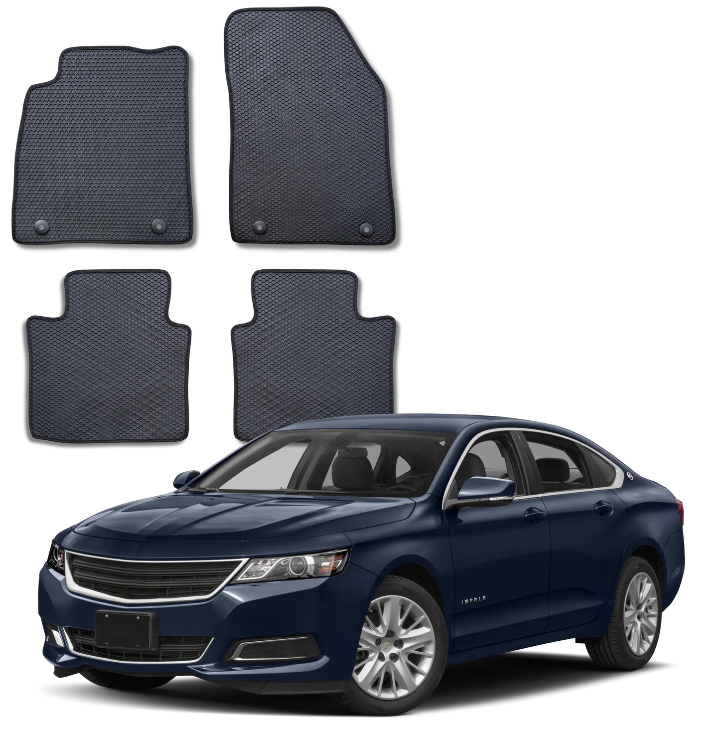 All Weather Honeycomb Floor Mats for 2014 to 2020 Chevrolet Impala, Front and Rear