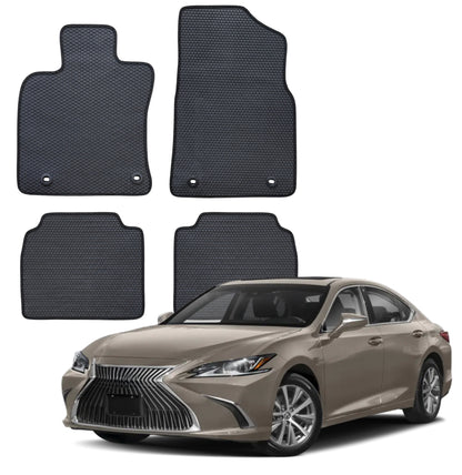 All Weather Honeycomb Floor Mats for 2019 to 2025 Lexus ES350/ES300h, Front and Rear, Black