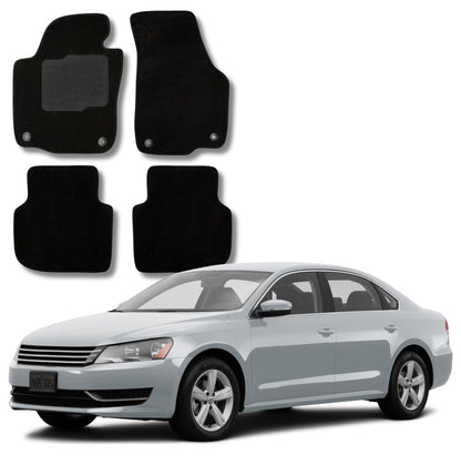 Carpet Floor mats for 2011 to 2019 Volkswagen Passat, Front and Rear, Black
