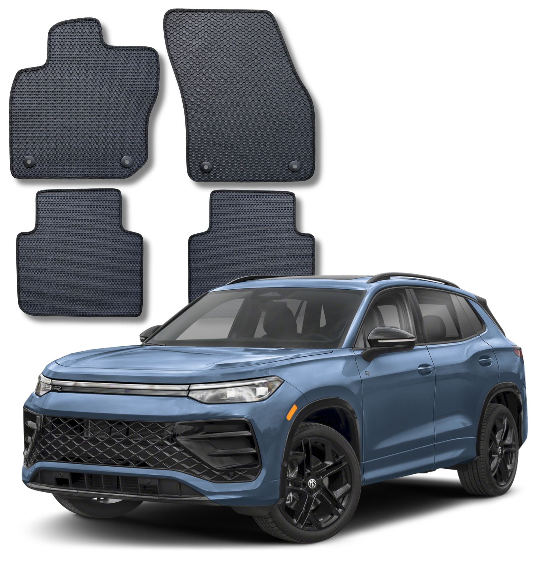All Weather Honeycomb Floor Mats for 2025 to 2026 Volkswagen Tiguan, Front and Rear