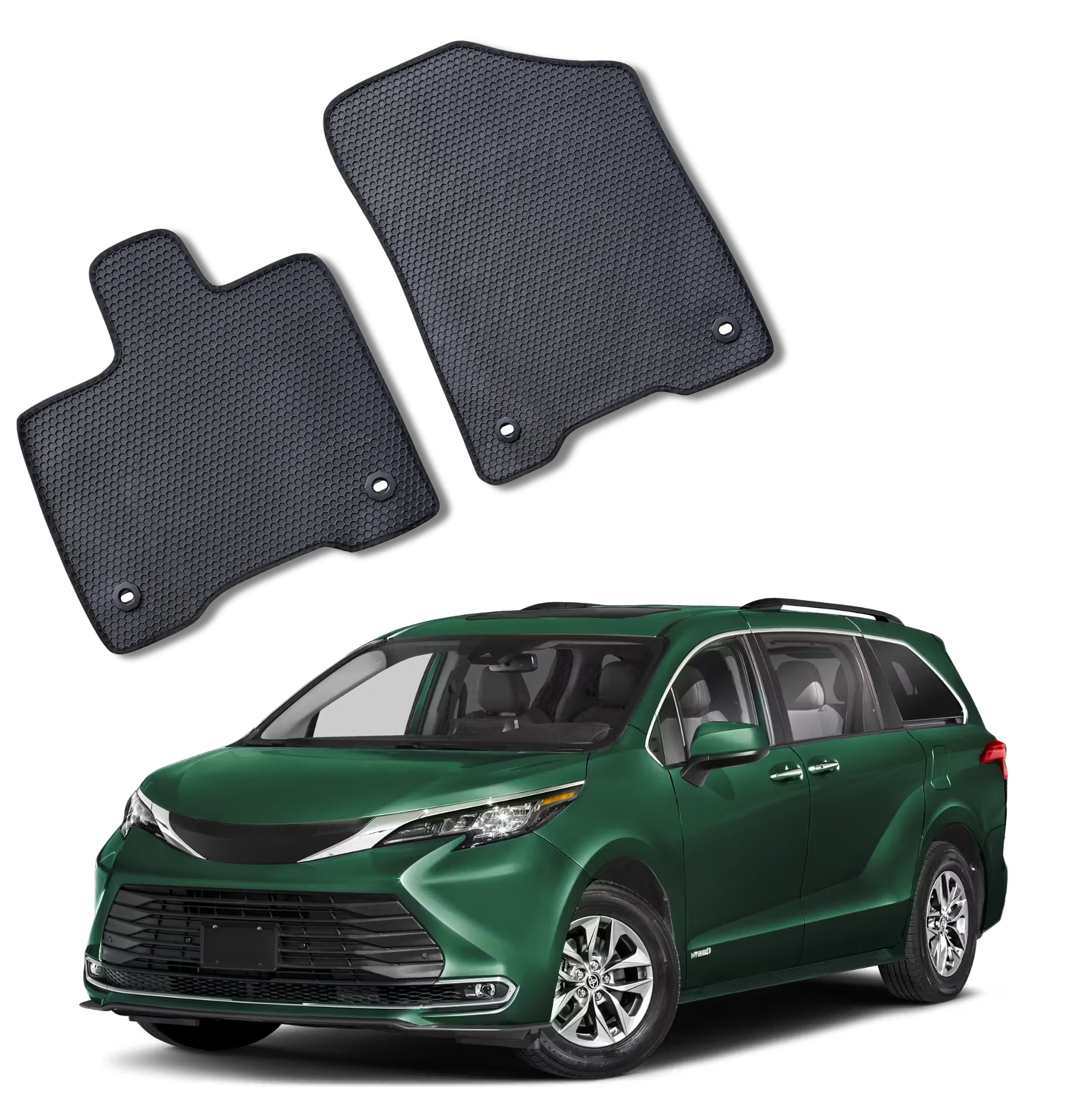 All Weather Honeycomb Floor Mats for 2021 to 2026 Toyota Sienna, Driver and Passenger Only