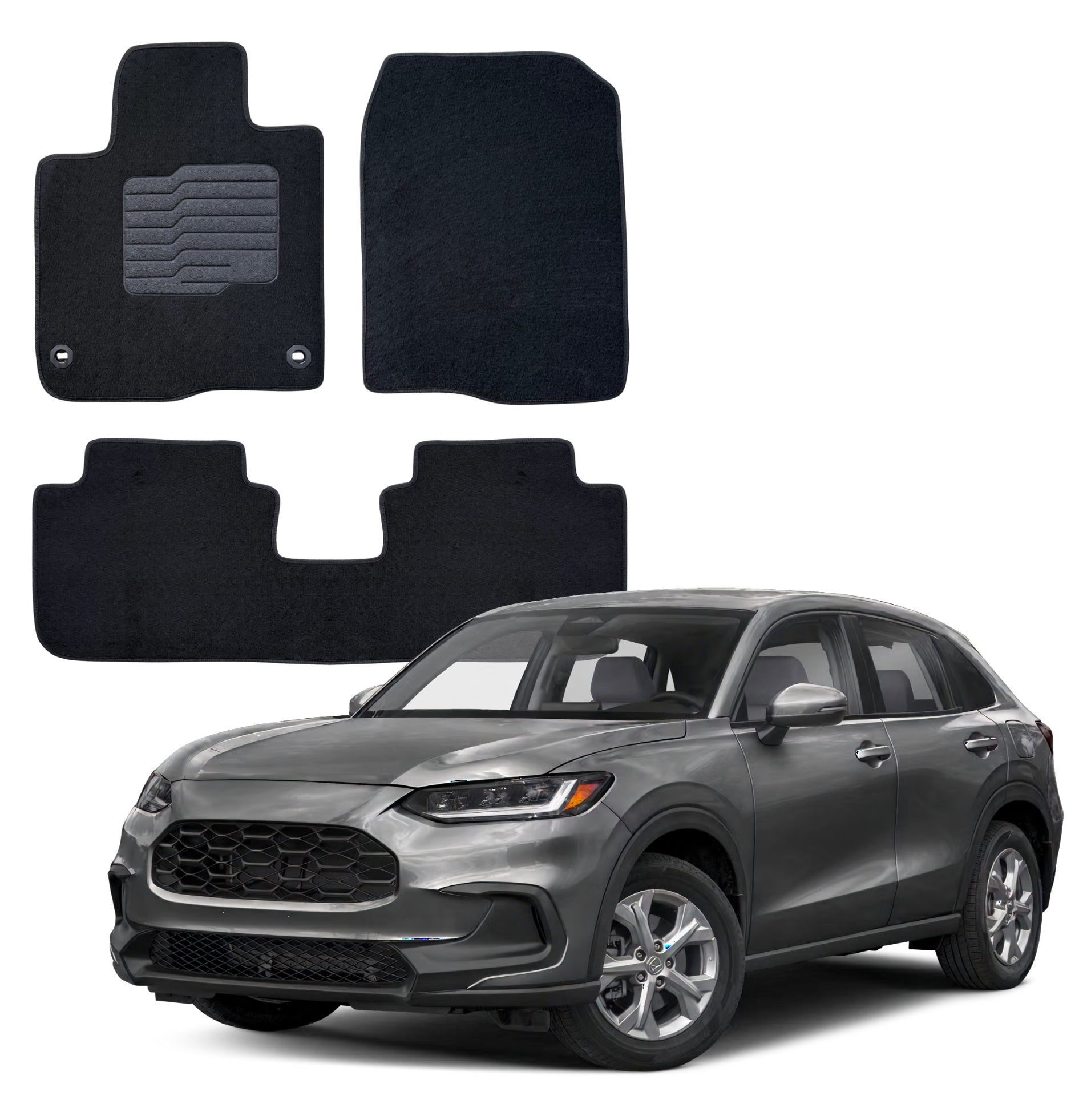 Carpet Floor Mats for 2023 to 2026 Honda HR-V, Front and Rear, Black