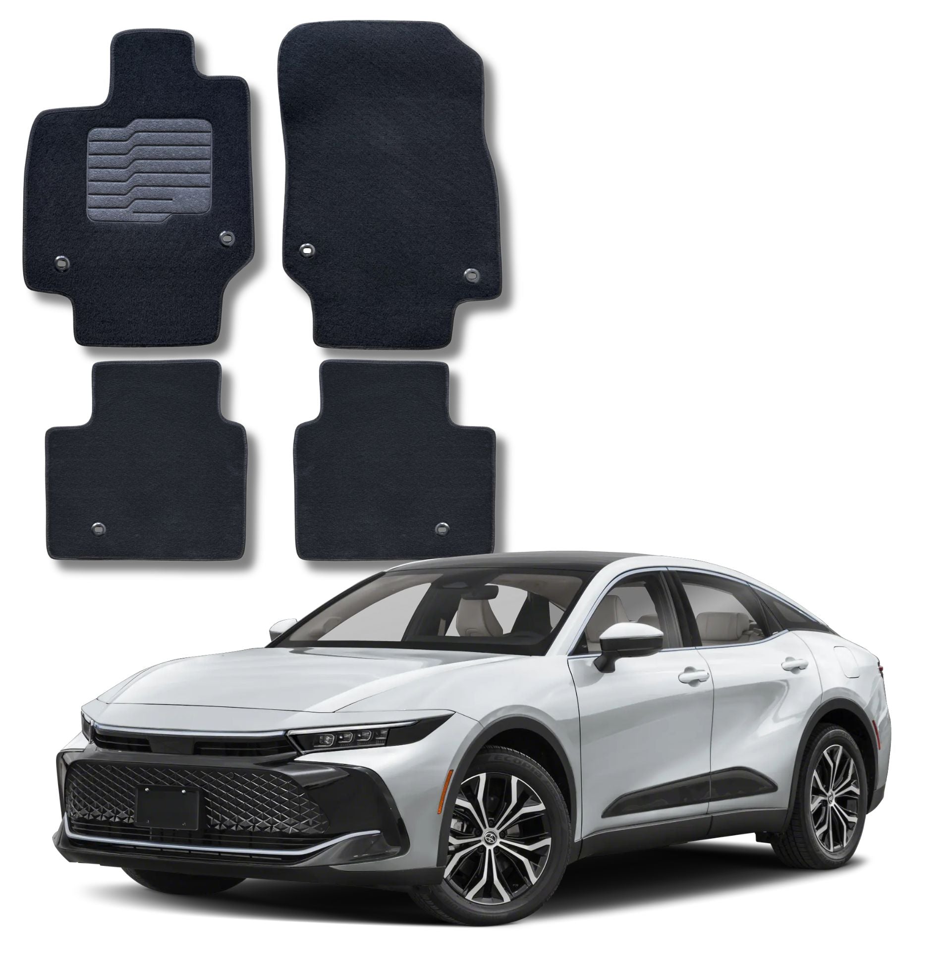 Carpet Floor Mats for 2023 to 2026 Toyota Crown, Front and Rear, Black