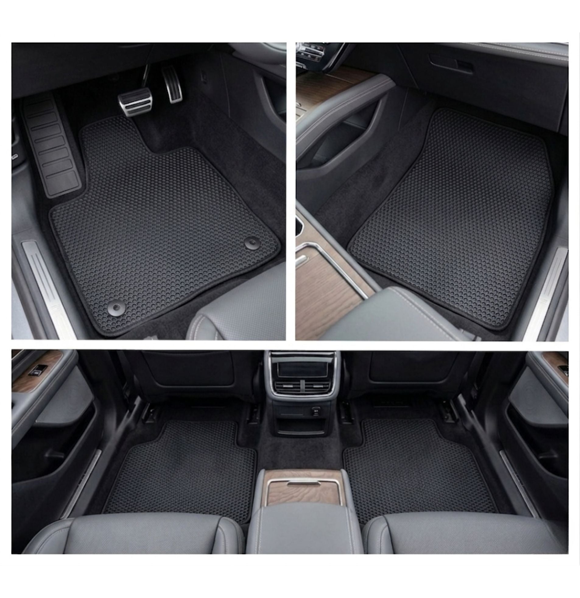 All Weather Honeycomb Floor Mats for 2024 to 2026 Lincoln Nautilus, Front and Rear, Black