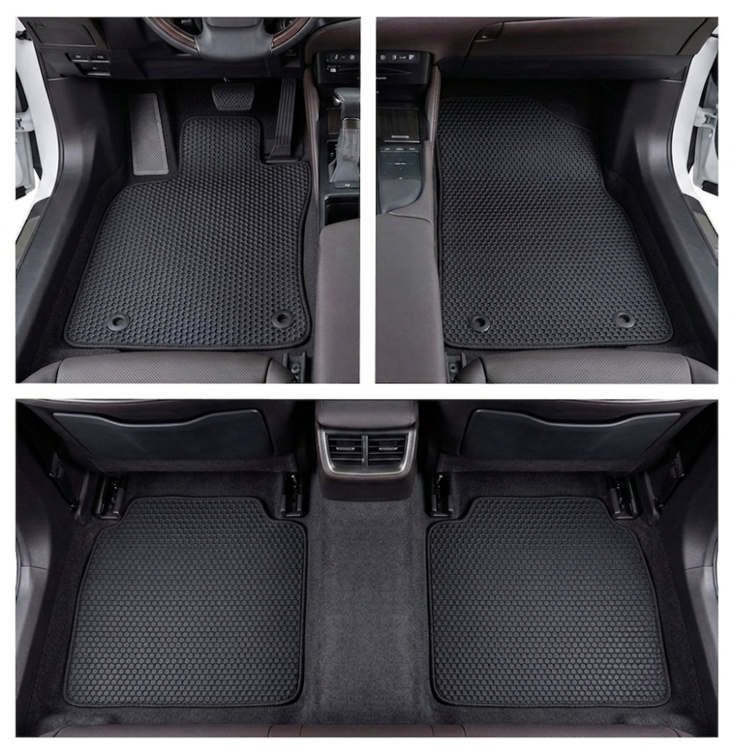 All Weather Honeycomb Floor Mats for 2019 to 2025 Lexus ES350/ES300h, Front and Rear, Black