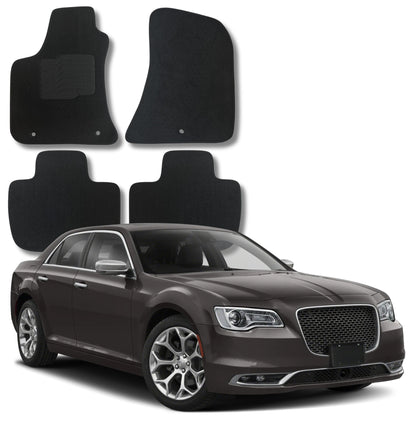 Carpet Floor Mats for 2011 to 2023 Dodge Charger / Chrysler 300 (RWD Models Only), Front and Rear, Black