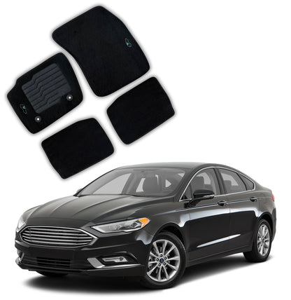 Carpet Floor Mats for 2013 to 2020 Ford Fusion, Front and Rear - Black