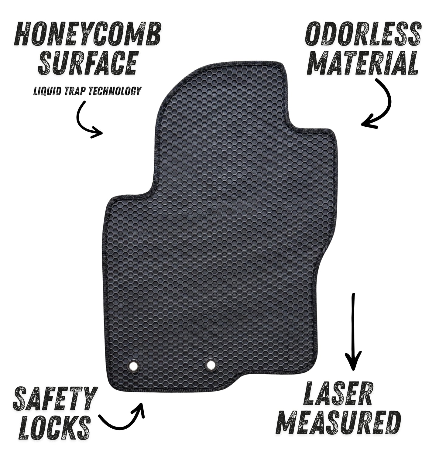 All Weather Honeycomb Floor Mats for 2011 to 2021 Nissan Frontier Crew Cab
