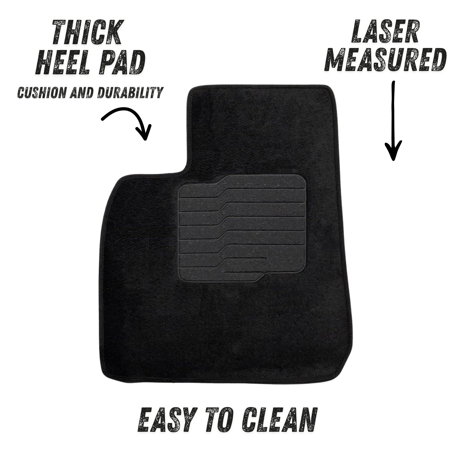 Carpet Floor Mats for 2020 to 2026 Tesla Model Y, Front and Rear, Black