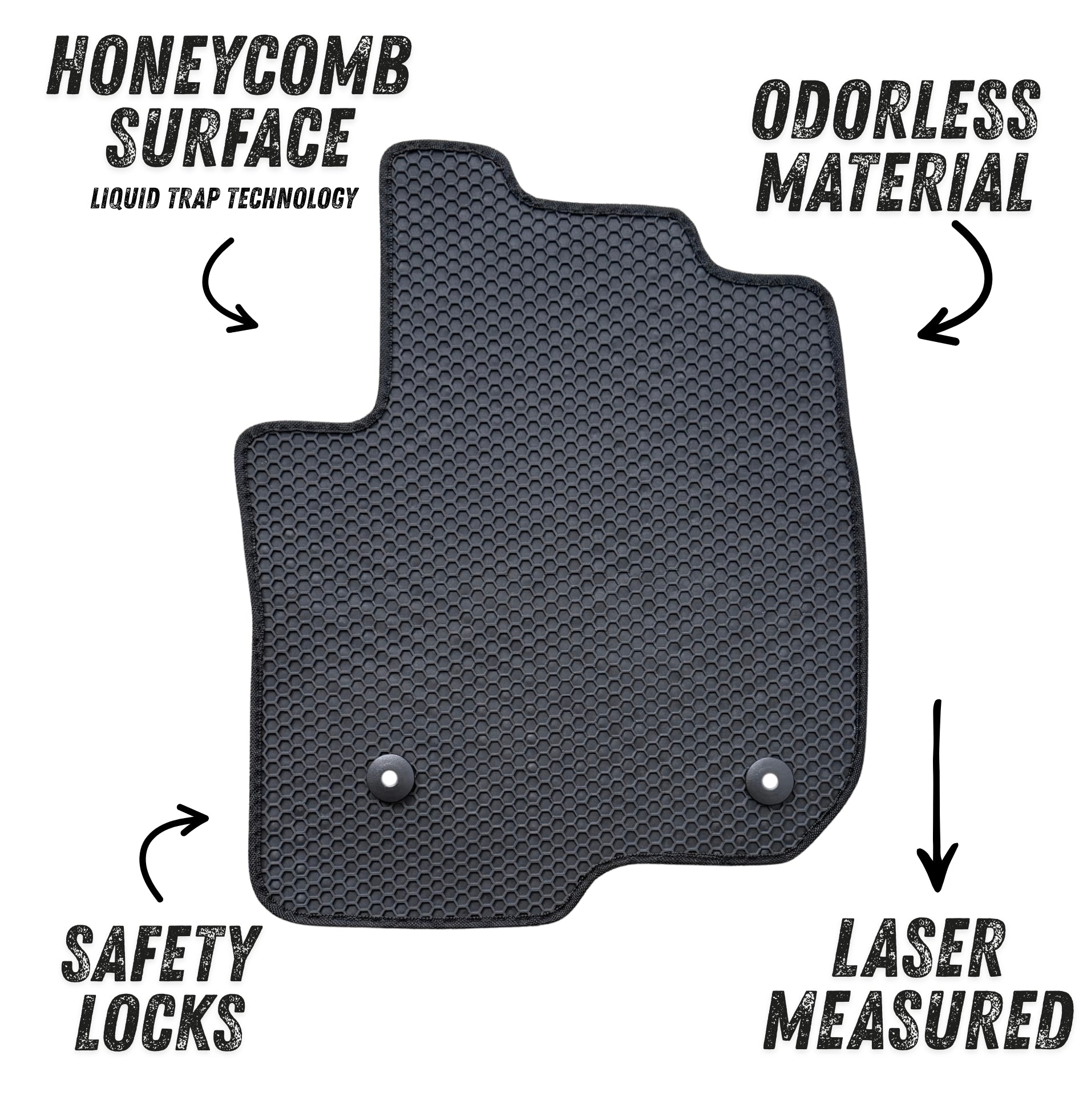 All Weather Honeycomb Floor Mats for 2019 to 2026 Chevrolet Silverado / GMC Sierra 1500, Front and Rear, Black
