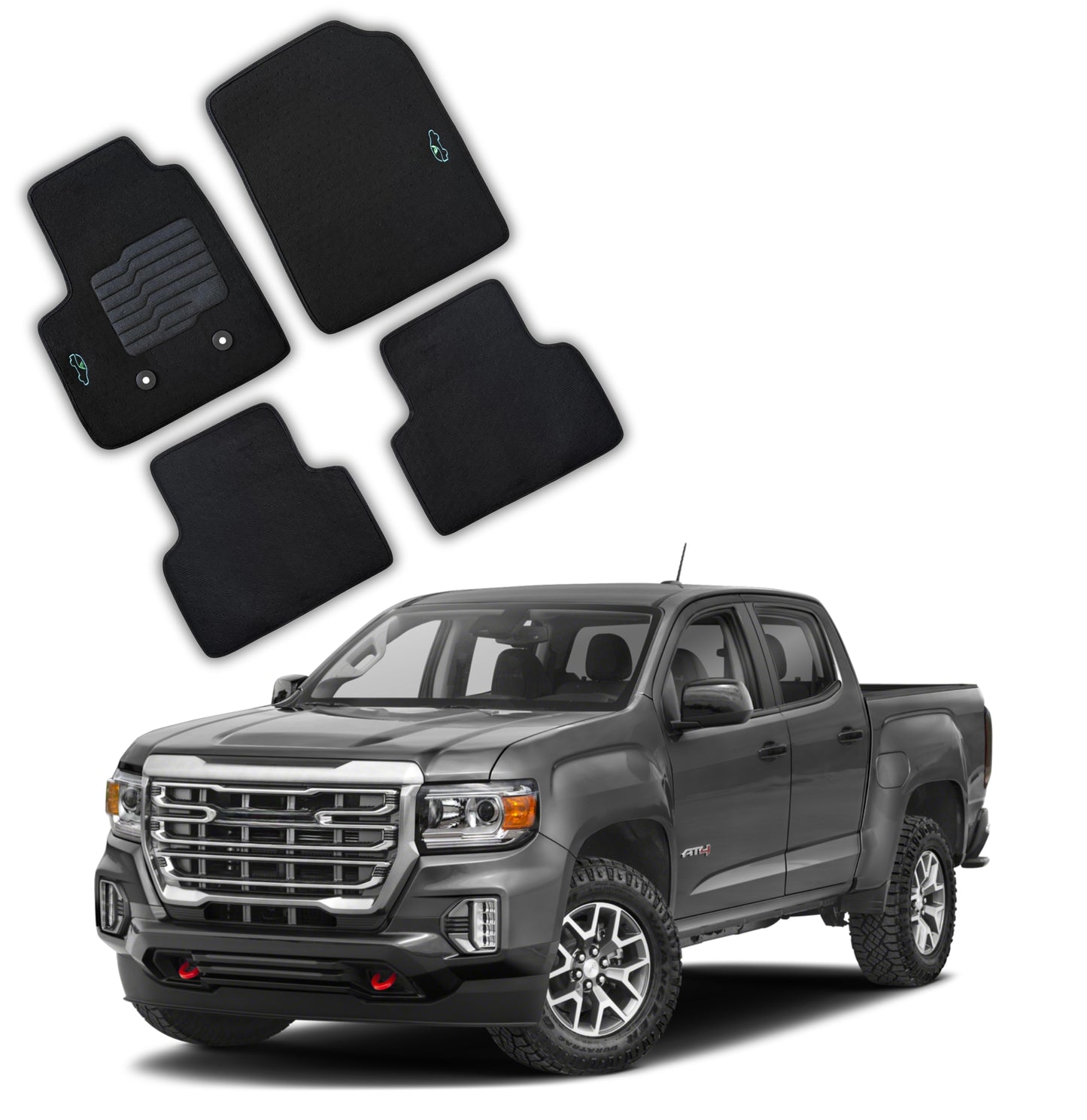 Carpet Floor Mats For 2015 to 2022 Chevrolet Colorado and GMC Canyon, Front and Rear