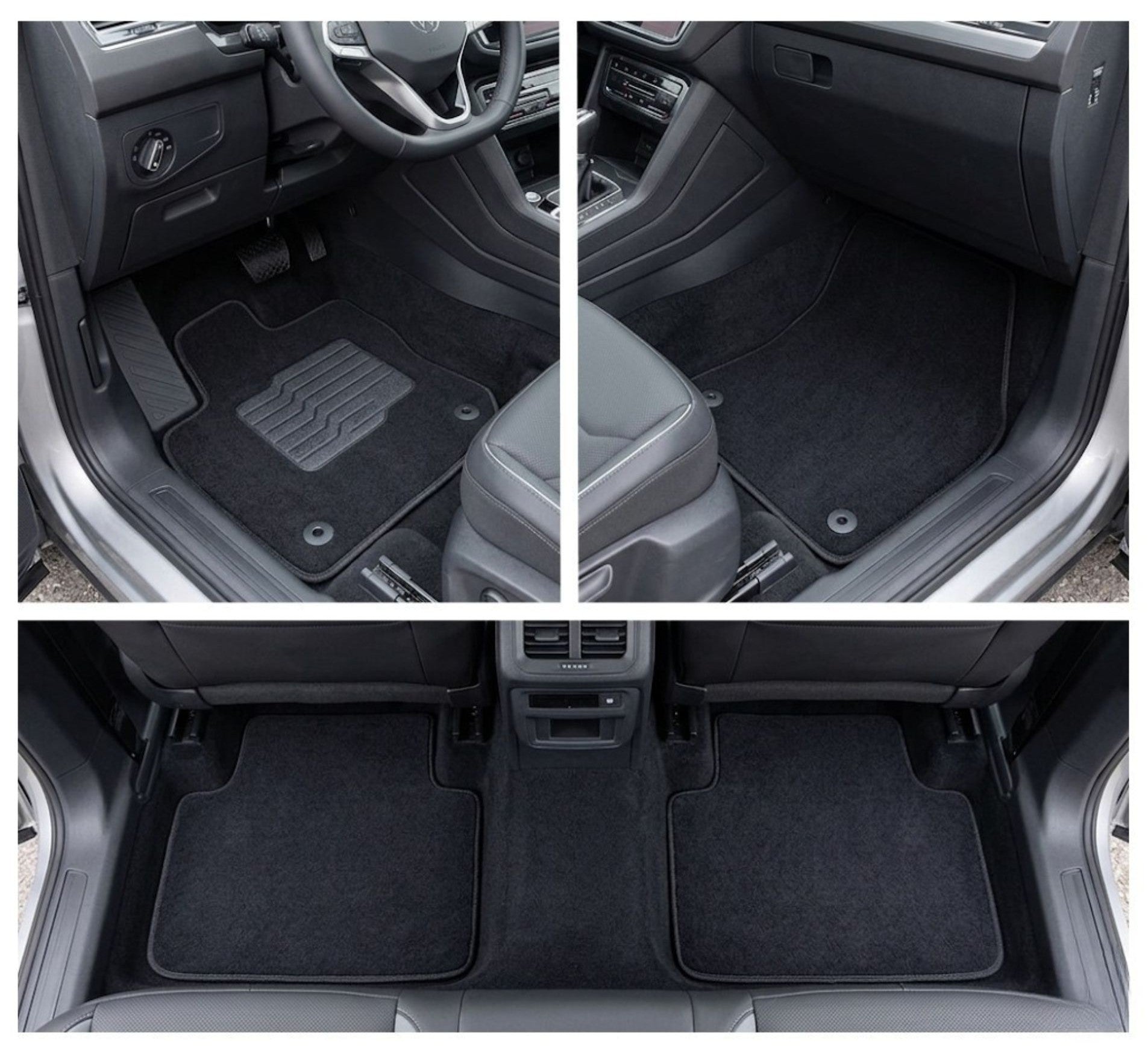 Carpet Floor Mats for 2025 to 2026 Volkswagen Tiguan, Front and Rear, Black