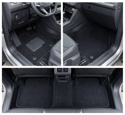 Carpet Floor Mats for 2025 to 2026 Volkswagen Tiguan, Front and Rear, Black