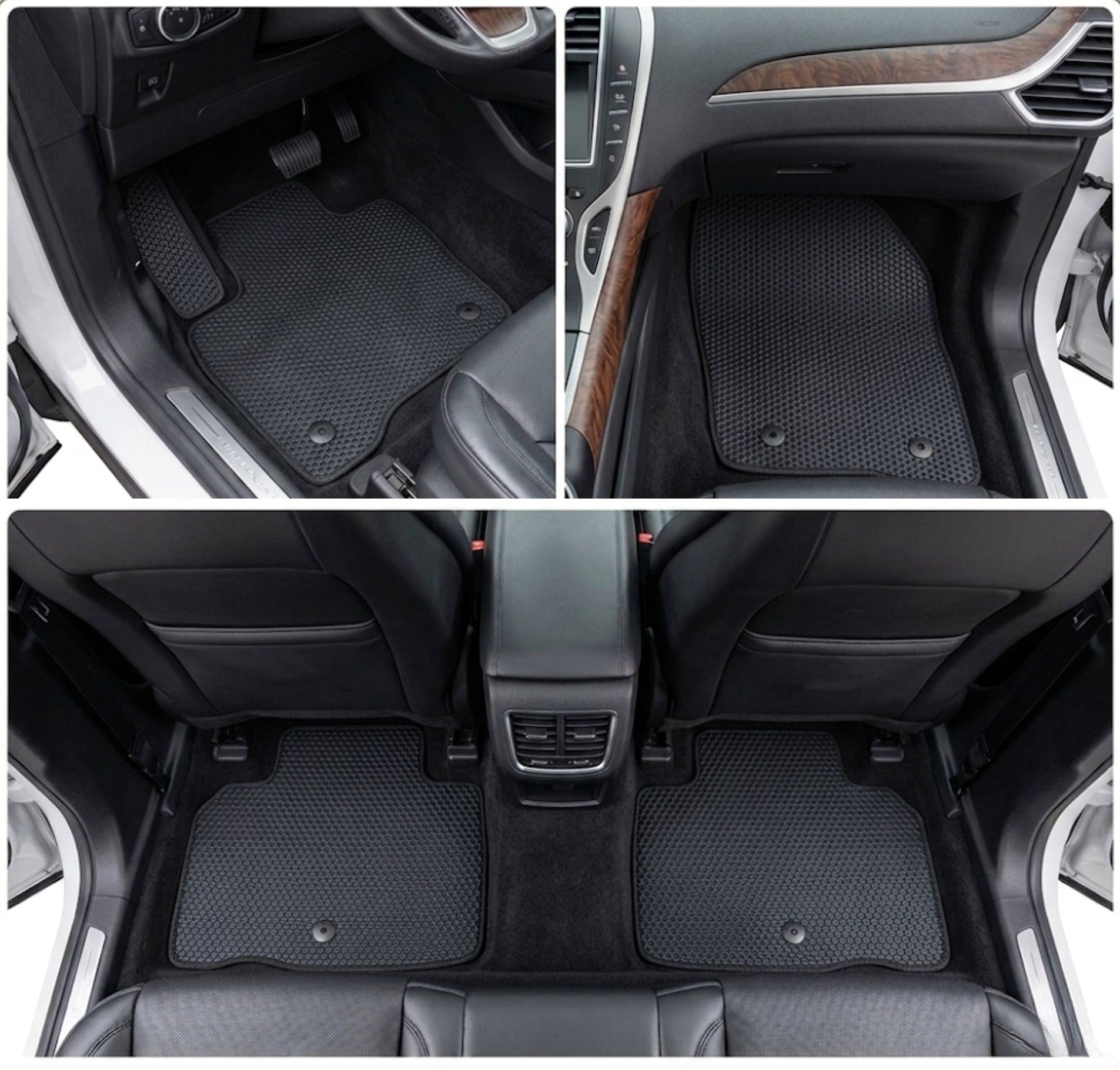 All Weather Honeycomb Floor Mats for 2019 to 2023 Lincoln Nautilus, Front and Rear