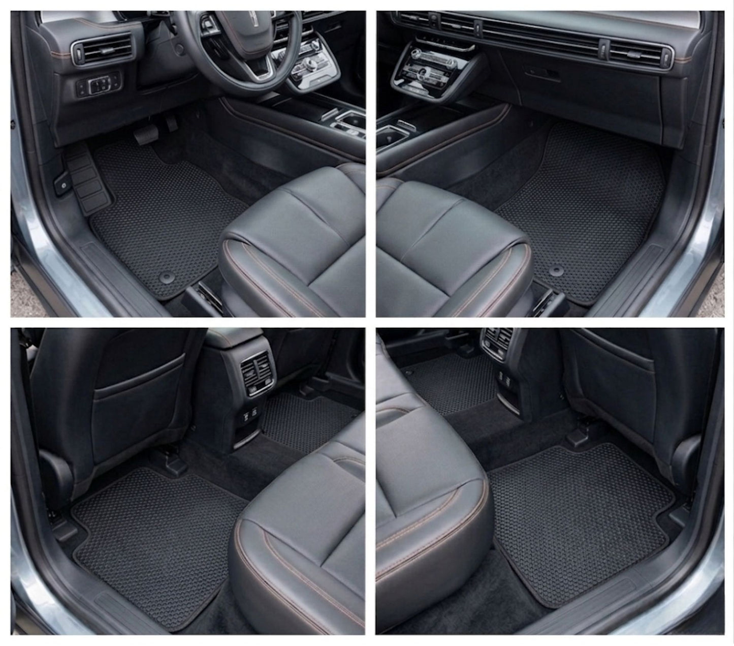All Weather Honeycomb Floor Mats for 2020 to 2026 Lincoln Corsair, Front and Rear, Black