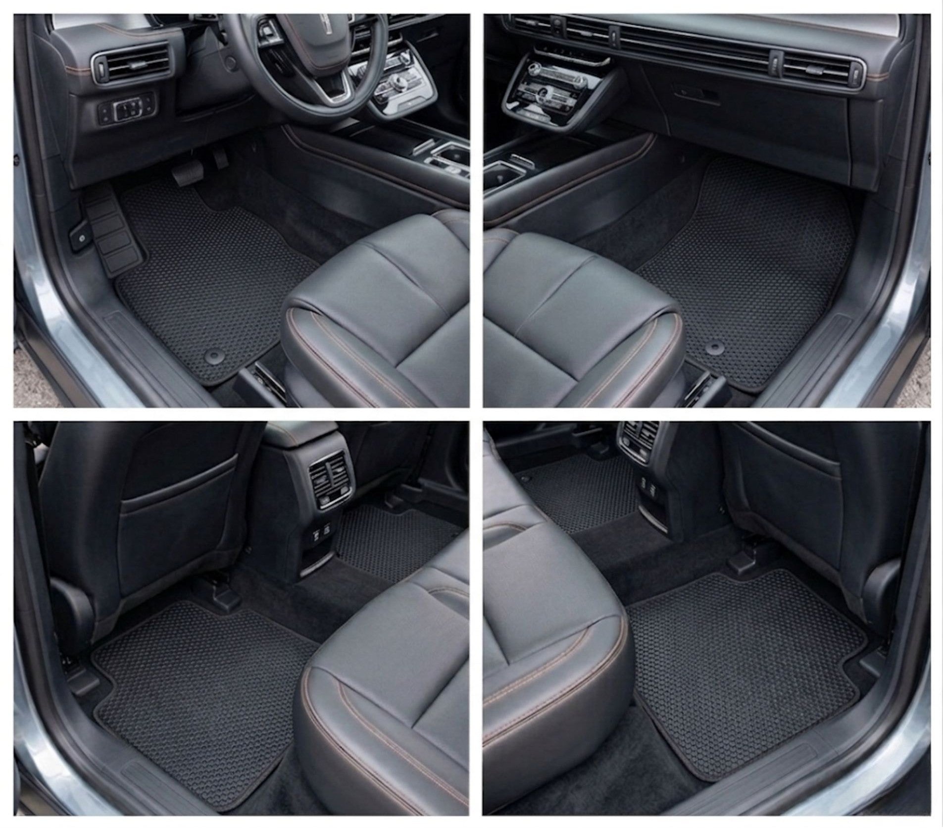 All Weather Honeycomb Floor Mats for 2020 to 2026 Lincoln Corsair, Front and Rear, Black