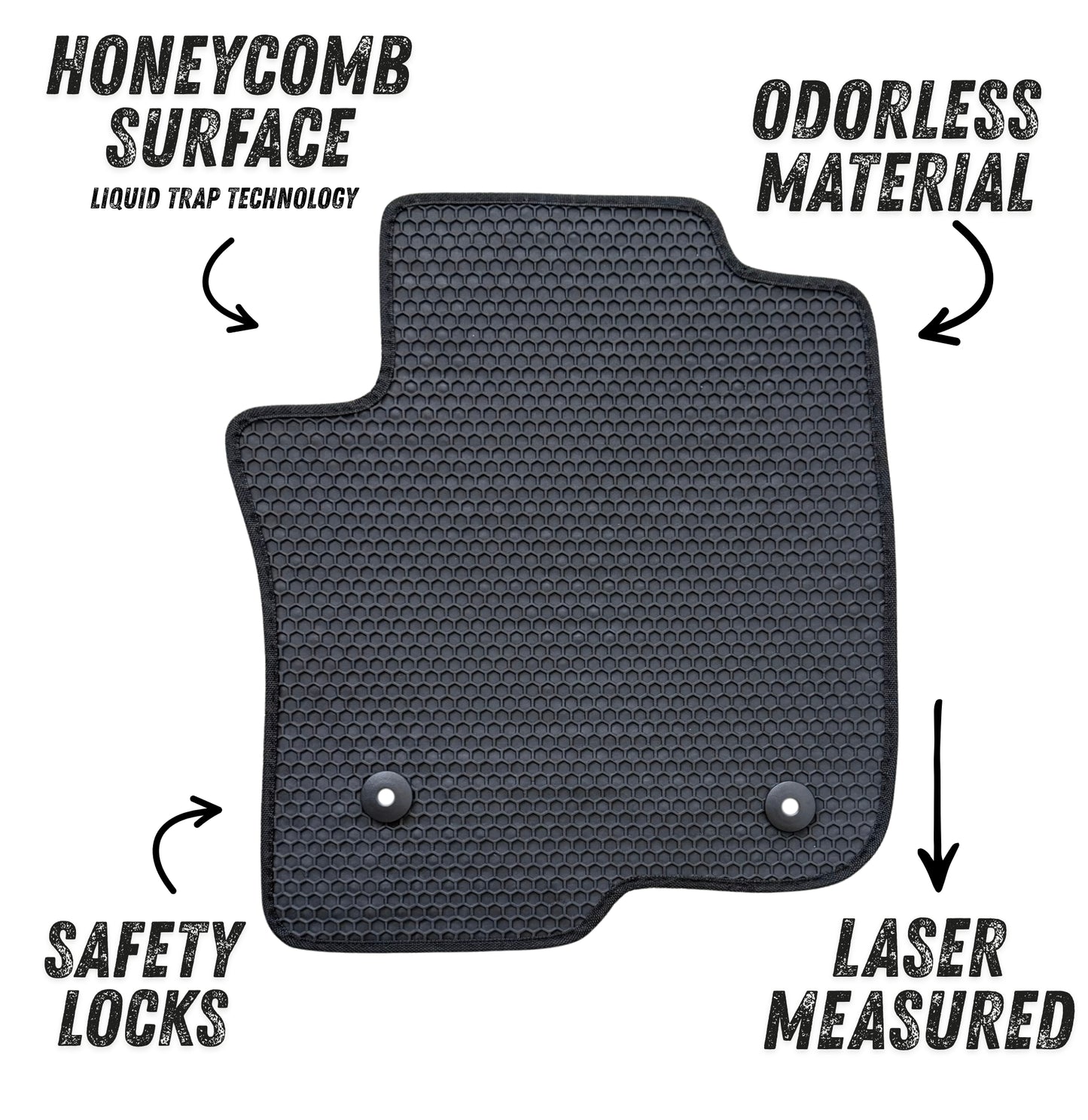 All Weather Honeycomb Floor Mats for 2021 to 2026 GMC Yukon, Chevrolet Tahoe, Suburban, Cadillac Escalade, Front and Rear, Black