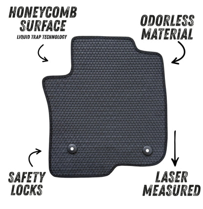All Weather Honeycomb Floor Mats for 2021 to 2026 GMC Yukon, Chevrolet Tahoe, Suburban, Cadillac Escalade, Front and Rear, Black