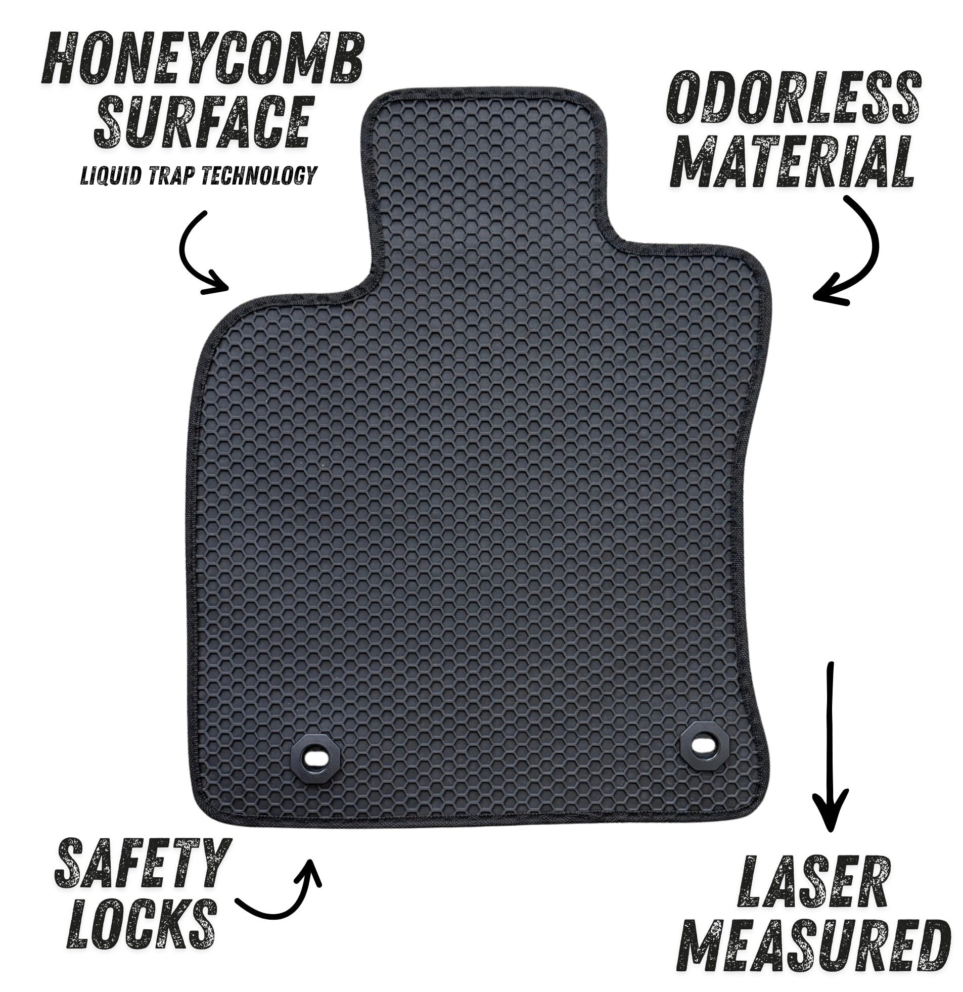 All Weather Honeycomb Floor Mats for 2019 to 2025 Lexus ES350/ES300h, Front and Rear, Black