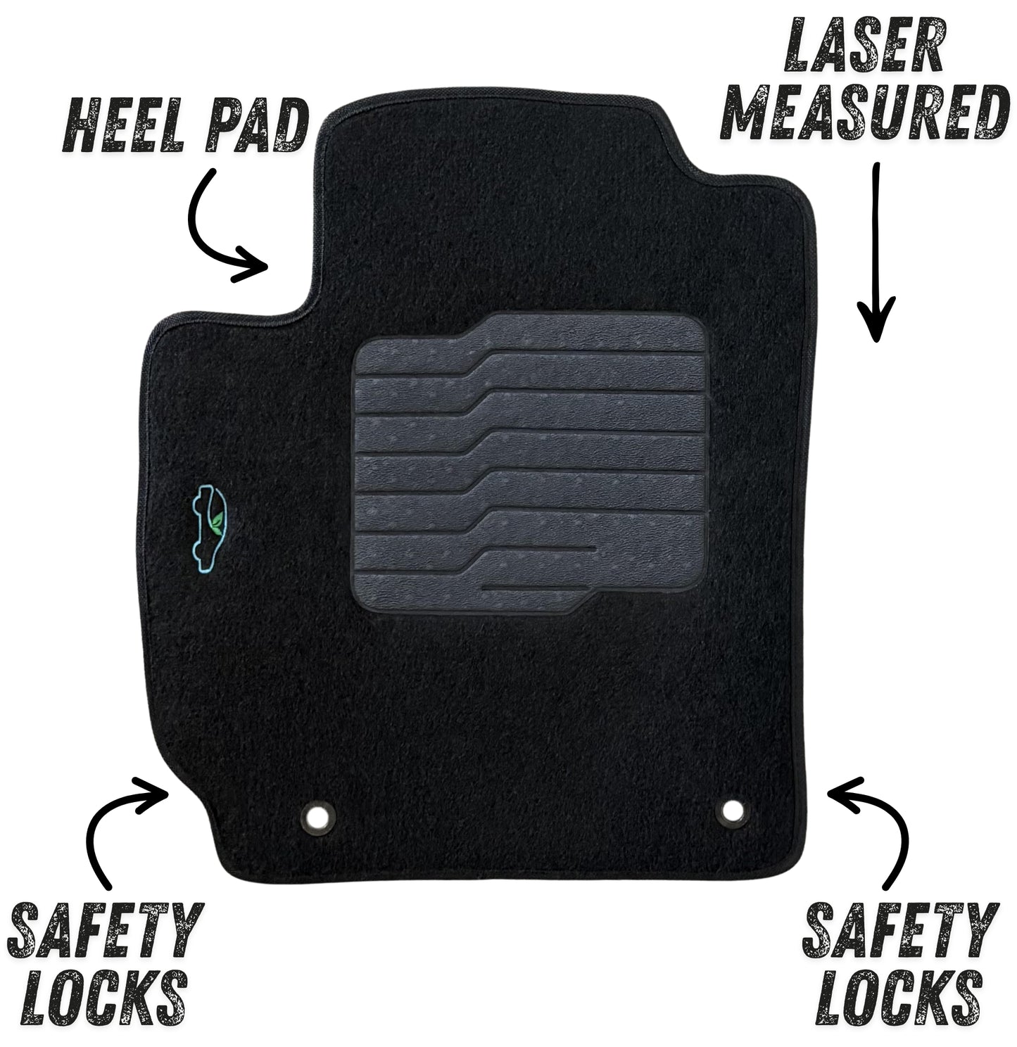 Carpet Floor Mats For 2018 to 2023 Hyundai Kona, Front and Rear, Black