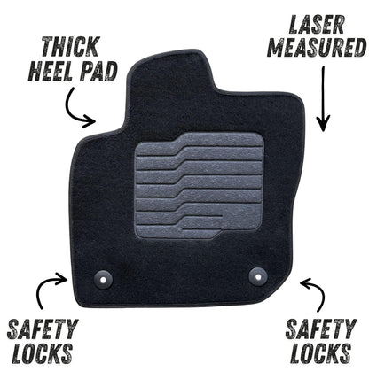 Carpet Floor Mats for 2025 to 2026 Volkswagen Tiguan, Front and Rear, Black